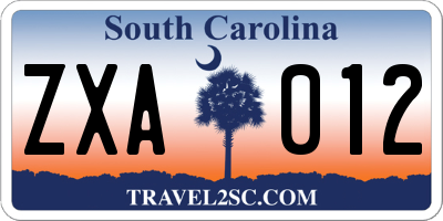 SC license plate ZXA012
