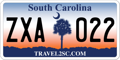 SC license plate ZXA022