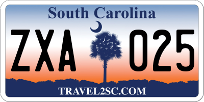 SC license plate ZXA025
