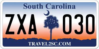 SC license plate ZXA030