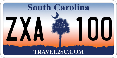 SC license plate ZXA100