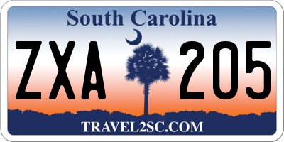 SC license plate ZXA205