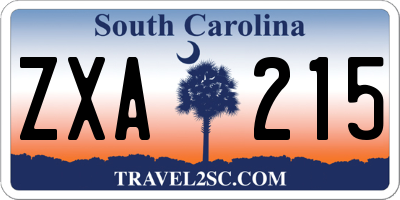 SC license plate ZXA215