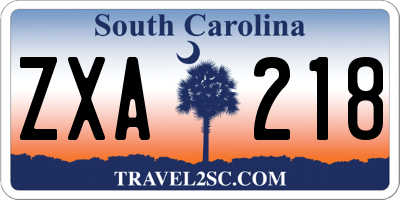 SC license plate ZXA218