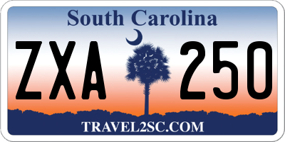 SC license plate ZXA250