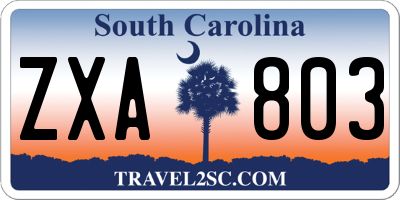 SC license plate ZXA803