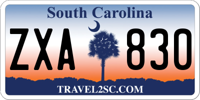 SC license plate ZXA830