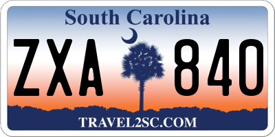 SC license plate ZXA840