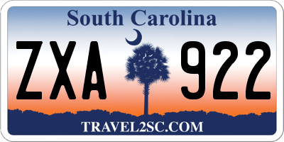 SC license plate ZXA922
