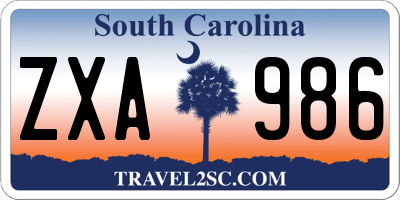 SC license plate ZXA986