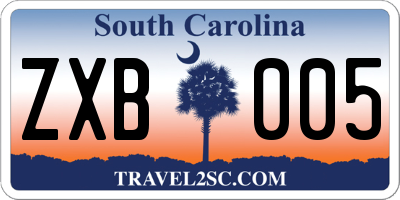 SC license plate ZXB005