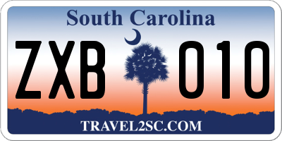 SC license plate ZXB010
