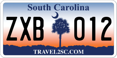 SC license plate ZXB012