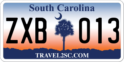 SC license plate ZXB013