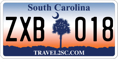 SC license plate ZXB018