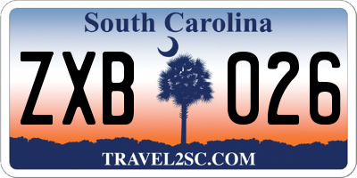 SC license plate ZXB026