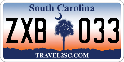 SC license plate ZXB033