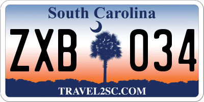 SC license plate ZXB034