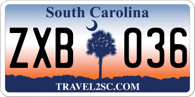 SC license plate ZXB036