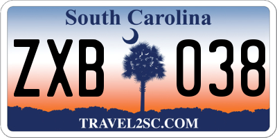 SC license plate ZXB038