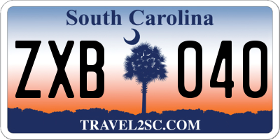 SC license plate ZXB040