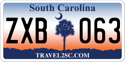 SC license plate ZXB063