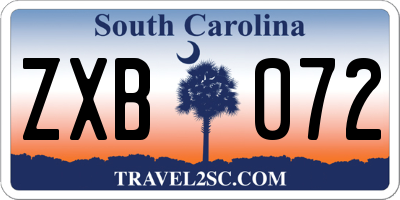 SC license plate ZXB072