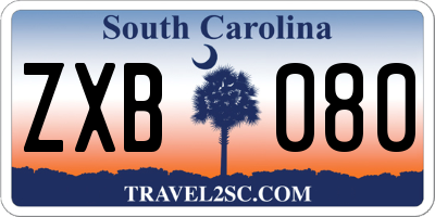 SC license plate ZXB080
