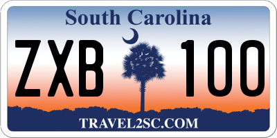 SC license plate ZXB100
