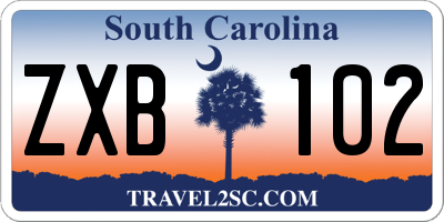 SC license plate ZXB102