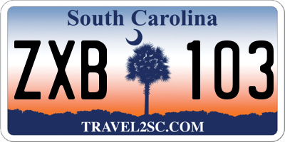 SC license plate ZXB103