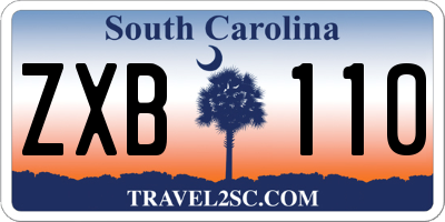 SC license plate ZXB110