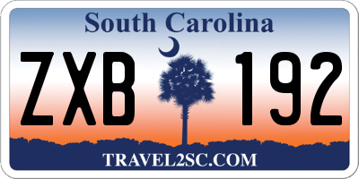 SC license plate ZXB192