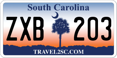 SC license plate ZXB203