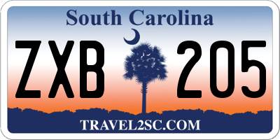 SC license plate ZXB205