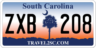 SC license plate ZXB208