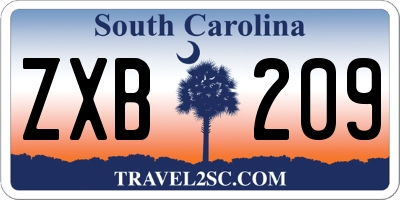 SC license plate ZXB209