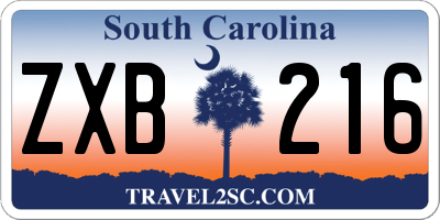 SC license plate ZXB216