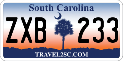 SC license plate ZXB233