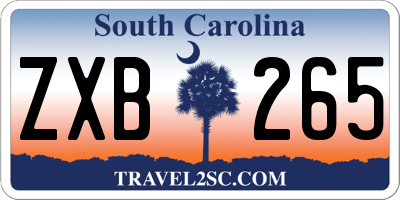 SC license plate ZXB265