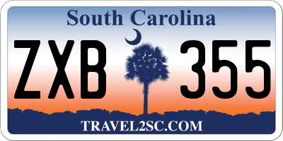 SC license plate ZXB355