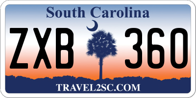 SC license plate ZXB360