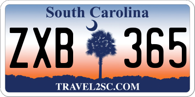 SC license plate ZXB365