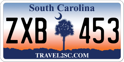 SC license plate ZXB453