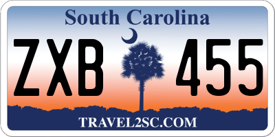 SC license plate ZXB455