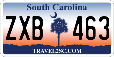 SC license plate ZXB463