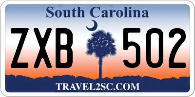 SC license plate ZXB502