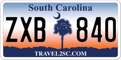 SC license plate ZXB840