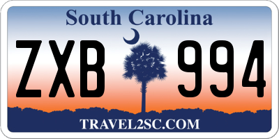 SC license plate ZXB994