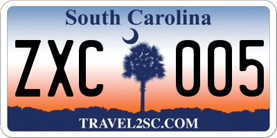 SC license plate ZXC005